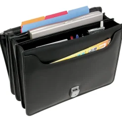 McKlein River North Triple Compartment Laptop Briefcase, Full Grain Cashmere Napa Leather, Black (43555)