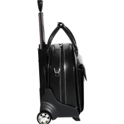 McKlein River North Triple Compartment Laptop Briefcase, Full Grain Cashmere Napa Leather, Black (43555)