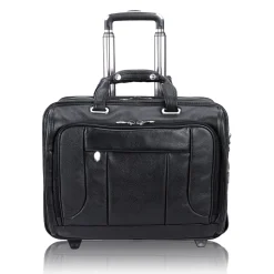 McKlein S Series Laptop Rolling Briefcase, Black Leather (15705)