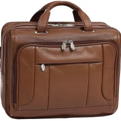 McKlein S Series, RIVER WEST, Pebble Grain Calfskin Leather, Fly-Through Checkpoint-Friendly Laptop Briefcase, Brown (15714)