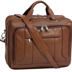 McKlein S Series, RIVER WEST, Pebble Grain Calfskin Leather, Fly-Through Checkpoint-Friendly Laptop Briefcase, Brown (15714)