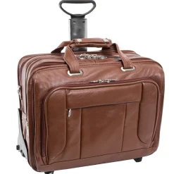 McKlein S Series, WEST TOWN, PebbleGrain Leather, Checkpoint-Friendly Detachable Wheeled Laptop Briefcase, Brown (15704)