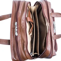 McKlein S Series, WEST TOWN, PebbleGrain Leather, Checkpoint-Friendly Detachable Wheeled Laptop Briefcase, Brown (15704)