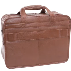McKlein S Series, WEST TOWN, PebbleGrain Leather, Checkpoint-Friendly Detachable Wheeled Laptop Briefcase, Brown (15704)