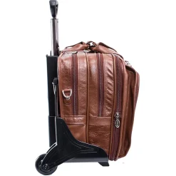 McKlein S Series, WEST TOWN, PebbleGrain Leather, Checkpoint-Friendly Detachable Wheeled Laptop Briefcase, Brown (15704)