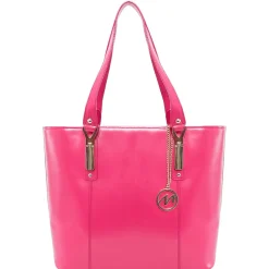 McKlein SAVARNA Fuchsia Genuine Leather Tote with Tablet Pocket, Large (97573)