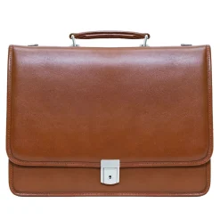 McKlein V Series, LEXINGTON, Top Grain Cowhide Leather,Flapover Double Compartment Briefcase, Brown (83544)