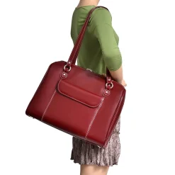 McKlein W Series, GLENVIEW, Genuine Cowhide Leather, Ladies' Laptop Briefcase, Red (94746)