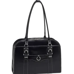 McKlein W Series Laptop Briefcase, Black Trimmed In Sand Leather (96525)