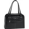 McKlein W Series Oak Grove Ladies' Laptop Handbag, Black Trimmed In Sand Leather (96635)