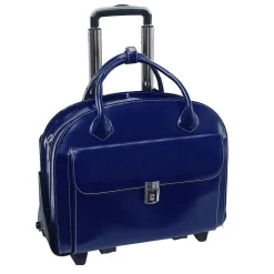 McKleinUSA 15.4" Leather Wheeled Ladies' Laptop Briefcase, Blue (94367)