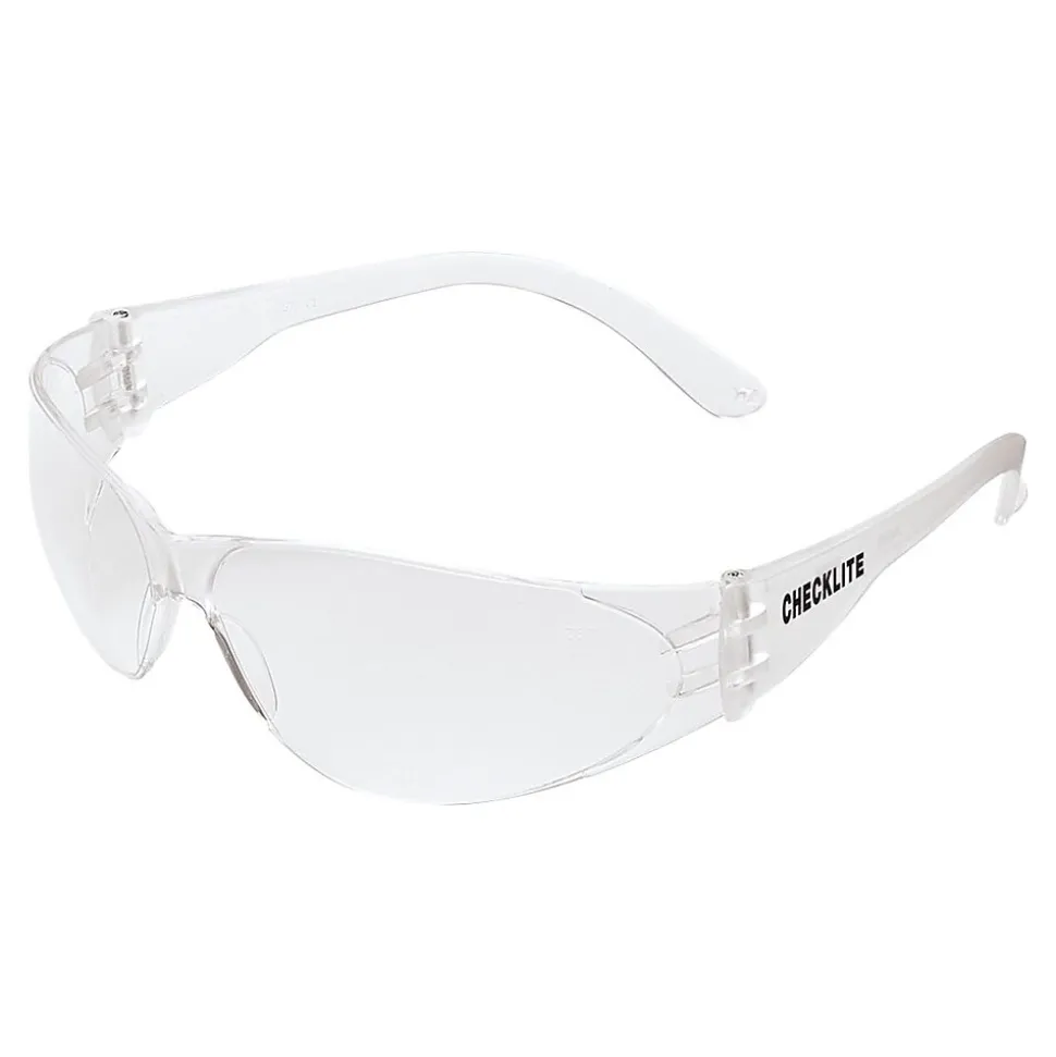 MCR Safety Checklite Polycarbonate Safety Glasses, Clear Lens, 12/Pack (CL110)