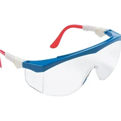 MCR Safety® Tomahawk® Safety Glasses, Red/White/Blue, Clear, Anti-Fog