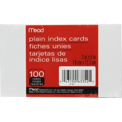 Mead Index Cards, 3" x 5", 100/Pack, 12 Packs (MEA63352-12)