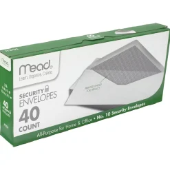 Mead Security Tinted #10 Business Envelopes, 4-1/8" x 9-1/2", White, 40/Pack (75214)