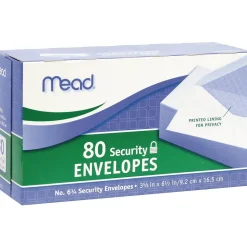 Mead Security Tinted #6-3/4 Business Envelopes, 3-5/8" x 6-1/2", White, 80/Pack (75212)