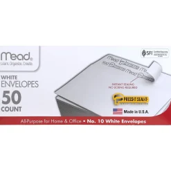 Mead Self Seal #10 Business Envelope 4 1/8" x 9 1/2", White, 50/Pack (75024)