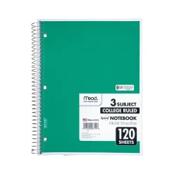 Mead Spiral 3-Subject Notebooks, 8.5