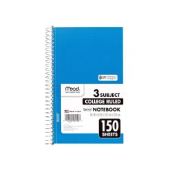 Mead Spiral 3-Subject Notebooks, 5.5
