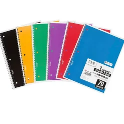 Mead 1-Subject Notebooks, 8" x 10.5", College Ruled, 70 Sheets, Assorted Colors, 6/Bundle (MEA05512-6)
