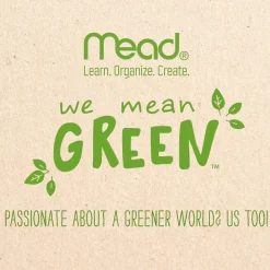 Mead We Mean Green 3-Hole Punched 2-Pocket Paper Folders, Assorted Colors (330000F)