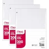Mead Wide Ruled Filler Paper, 10.5 x 8", White, 200 Sheets/Pack, 3 Packs (MEA15200-3)