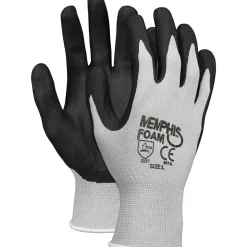 Memphis™ Economy Foam Nitrile Gloves, Small, Gray/Black, 12 Pairs
