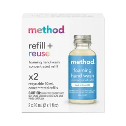 Method Refill + Reuse Foaming Hand Soap Refill, Sea Minerals Scent, 1 Fl. Oz., 2/Pack (356009)