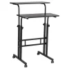 Mind Reader 27.5"- 39" Mobile Adjustable Sit/Stand Desk, Black (SDROLLXL-BLK)