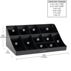 Mind Reader 11 Compartment Plastic Condiments Countertop Organizer, Black (COMORG-BLK)
