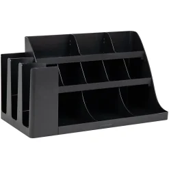 Mind Reader 14 Compartment Plastic Cup and Condiments Countertop Organizer, Black (COMORG2-BLK)