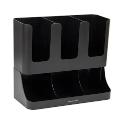 Mind Reader 6 Compartment 2-Tier Cup and Condiment Countertop Organizer, Black (UPRIGHT6-BLK)