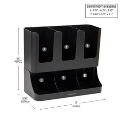 Mind Reader 6 Compartment 2-Tier Cup and Condiment Countertop Organizer, Black (UPRIGHT6-BLK)