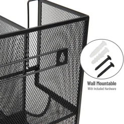 Mind Reader 6 Compartment Metal Coffee Cup and Condiment Organizer, Black (UPMESH-BLK)