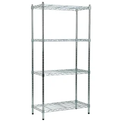 Mind Reader 4 Shelf Adjustable Garage Shelving, 11.75"W, Chrome Plate (4TSHELVU-SIL)