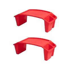 Mind Reader 10.75" x 22.25" Plastic Kids' Lap Desk Activity Tray, Red, 2/Pack (2KIDLAP-RED)