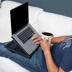 Mind Reader 11" x 14.75" Plastic Lap Desk with Cushion, Black (LTADJUST-BLK)