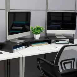 Mind Reader Adjustable Dual Monitor Stand Desktop Organizer, Black (MDFMOND-BLK)