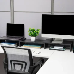 Mind Reader Adjustable Dual Monitor Stand Desktop Organizer, Black (MDFMOND-BLK)