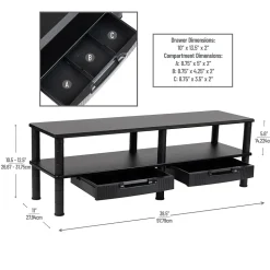 Mind Reader Adjustable Dual Monitor Stand Desktop Organizer with Drawers, Black (DBMON2TDR-BLK)