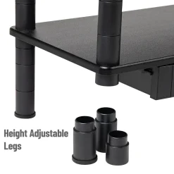 Mind Reader Adjustable Dual Monitor Stand Desktop Organizer with Drawers, Black (DBMON2TDR-BLK)