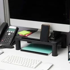 Mind Reader Adjustable Monitor Stand, Black, 2/Pack (2SMPLMON-BLK)