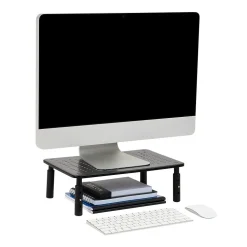 Mind Reader Adjustable Monitor Stand and Ventilated Laptop Riser, Black (4LEGMET-BLK)