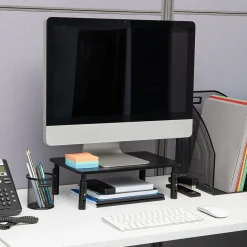 Mind Reader Adjustable Monitor Stand and Ventilated Laptop Riser, Black (4LEGMET-BLK)