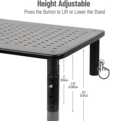 Mind Reader Adjustable Monitor Stand and Ventilated Laptop Riser, Black (4LEGMET-BLK)