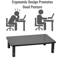 Mind Reader Adjustable Monitor Stand and Ventilated Laptop Riser, Black (4LEGMET-BLK)