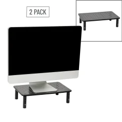 Mind Reader Adjustable Monitor Stand and Ventilated Laptop Riser, Black, 2/Pack (4LEGM2PK-BLK)