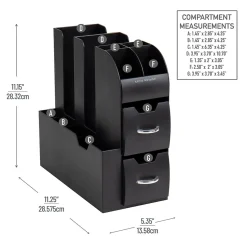 Mind Reader 11-Compartment Coffee Cup and Condiment Organizer, Black, 2/Pack (2CAD01-BLK)