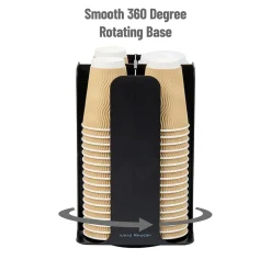 Mind Reader 4-Compartment Cup and Lid Carousel Coffee Countertop Organizer, Black (CDISP-BLK)