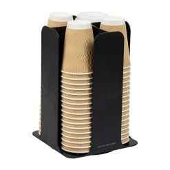 Mind Reader 4-Compartment Cup and Lid Carousel Coffee Countertop Organizer, Black (CDISP-BLK)